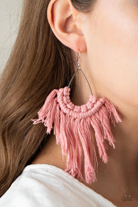 Paparazzi Jewelry Earrings Wanna Piece Of MACRAME? - Pink