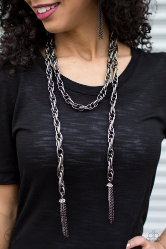 Paparazzi Jewelry Necklace SCARFed for Attention - Gunmetal