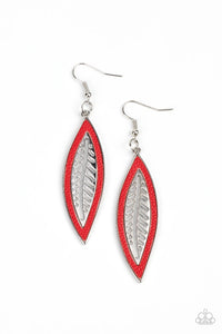 Paparazzi Jewelry Earrings Leather Lagoon - Red