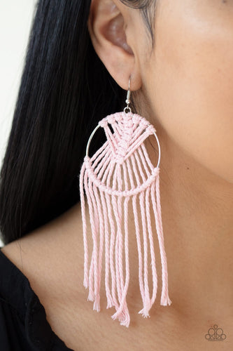 Paparazzi Jewelry Earrings MACRAME, Myself, and I Pink