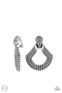 Paparazzi Jewelry Earrings Better Buckle Up - Silver