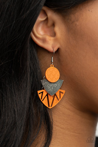 Paparazzi Jewelry Earrings Jurassic Juxtaposition - Orange