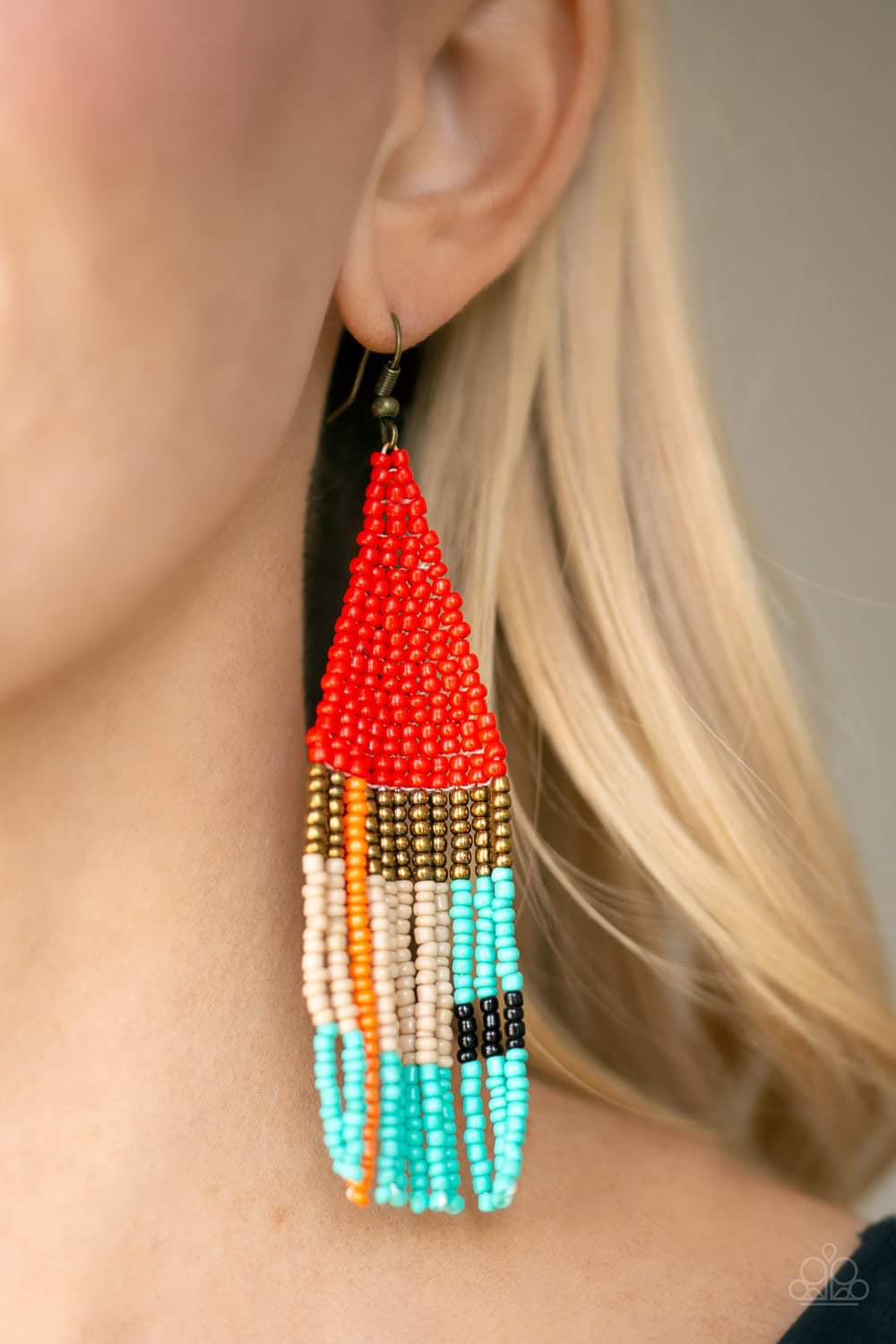 Paparazzi Jewelry Earrings Beaded Boho - Red