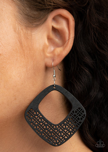 Paparazzi Jewelry Earrings WOOD You Rather - Black
