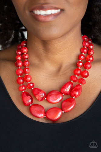 Paparazzi Jewelry Necklace Beach Glam - Red