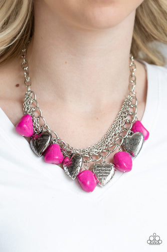 Paparazzi Jewelry Necklace Change Of Hearts Pink