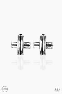 Paparazzi Exclusive Earrings Couture Crossover - Silver