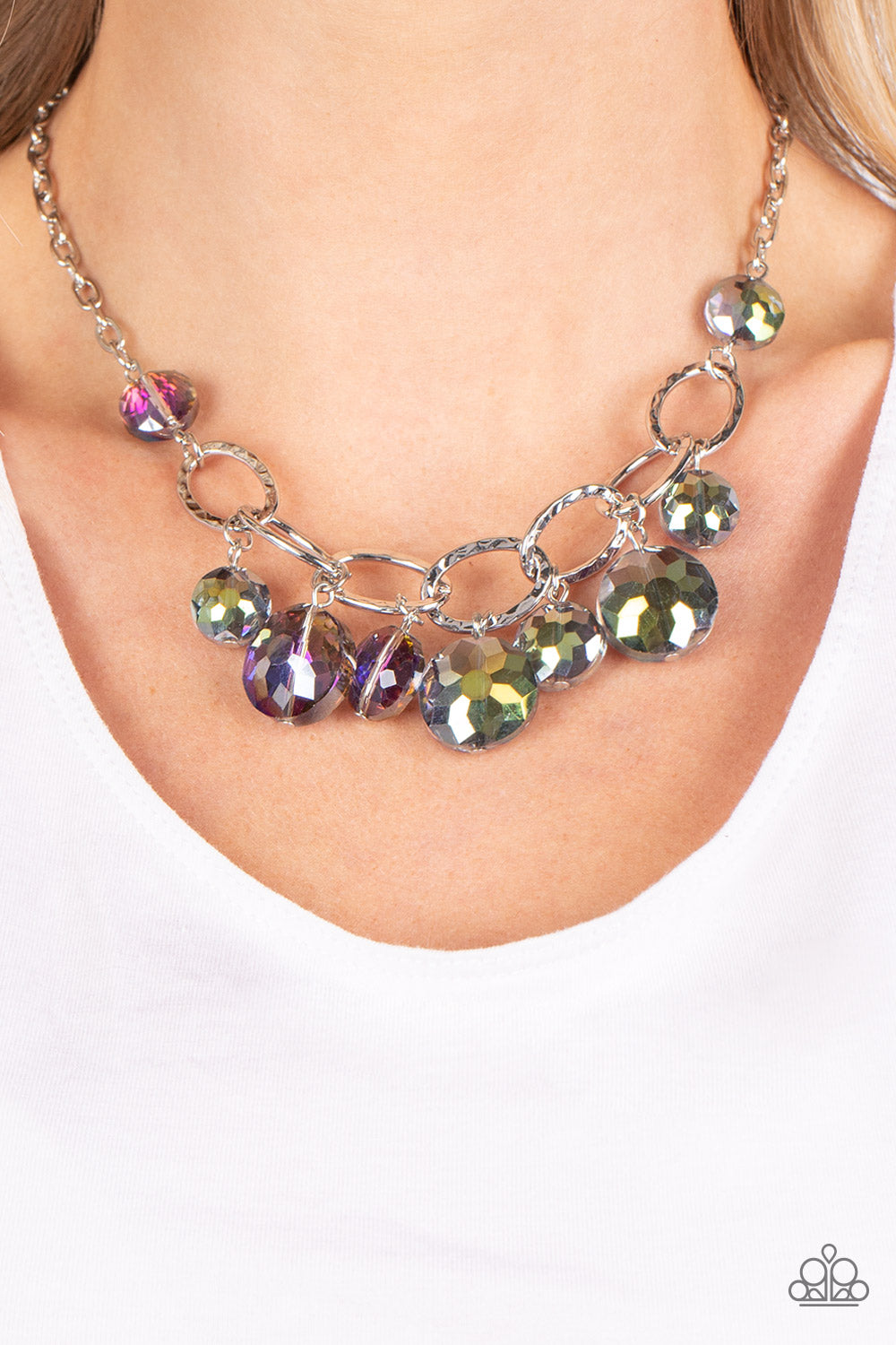 Paparazzi Jewelry Necklace Rhinestone River - Multi